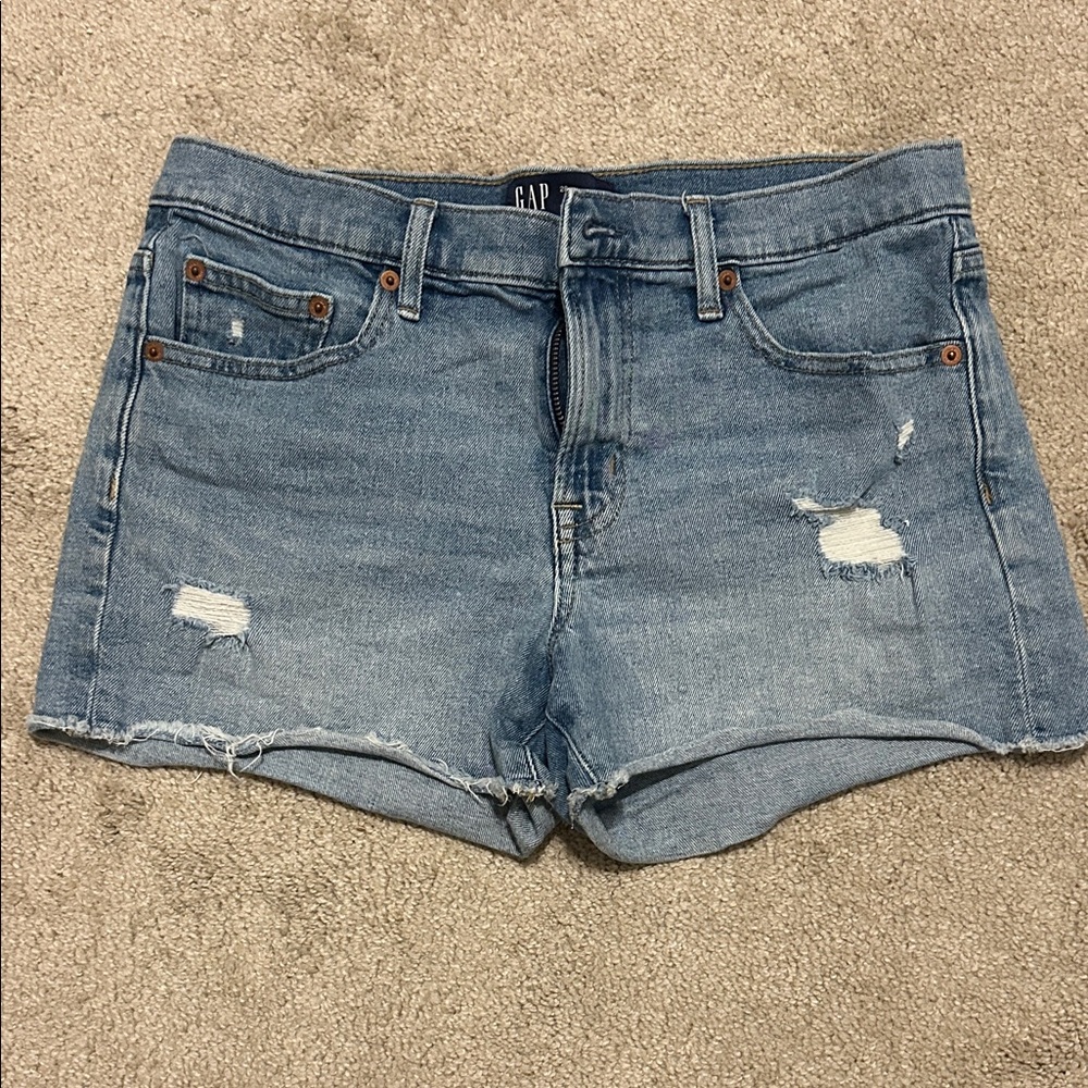 GAP Women's Distressed Light Blue Jean Shorts